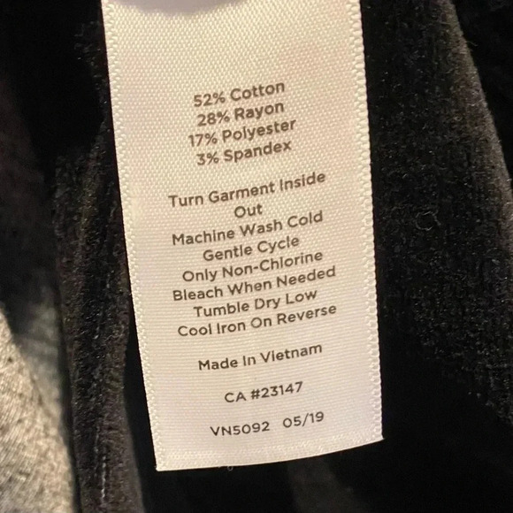 Talbots Luxe Velour Charcoal & Black Color-block Soft Top Women’s X-Small NWT - Picture 5 of 9
